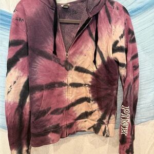 PINK Victoria's Secret Purple Tie-Dye Hoodie Jacket